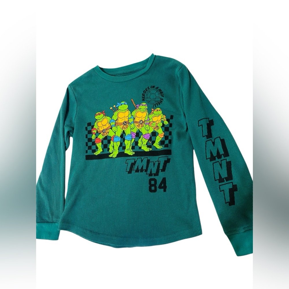 Teenage Mutant Ninja Turtles Kids Long Sleeve Shirt Green 7/8 Medium TMNT